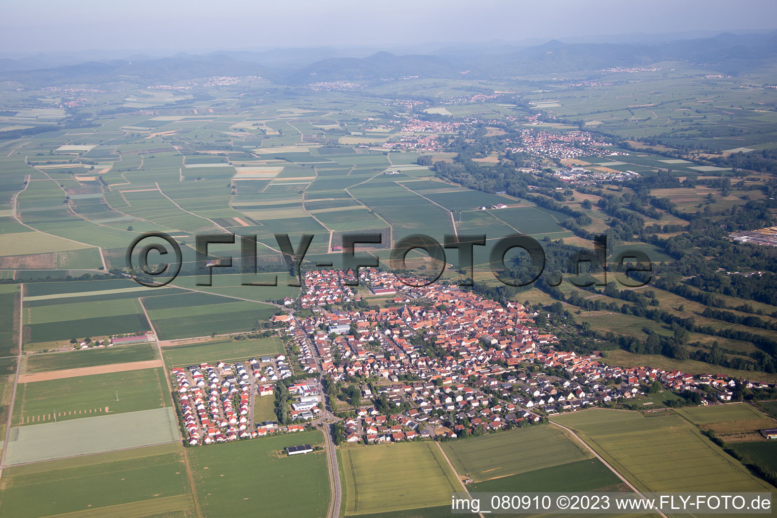 Steinweiler in the state Rhineland-Palatinate, Germany viewn from the air