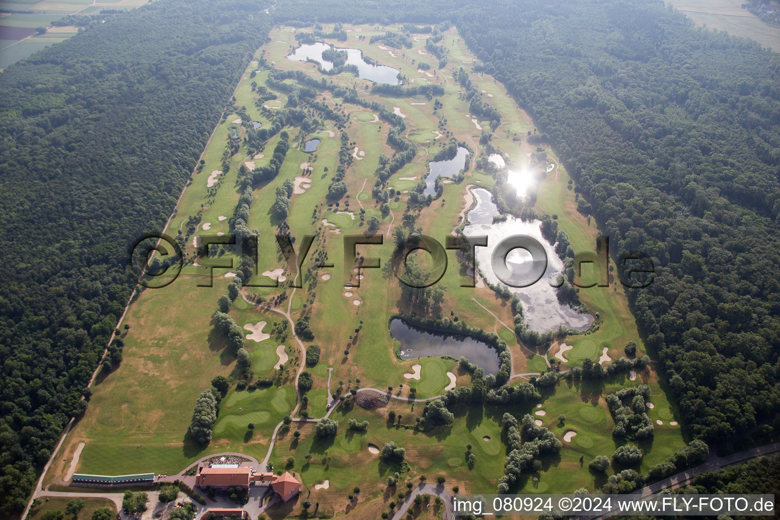 Aerial view of Golf Club Dreihof in Essingen in the state Rhineland-Palatinate, Germany