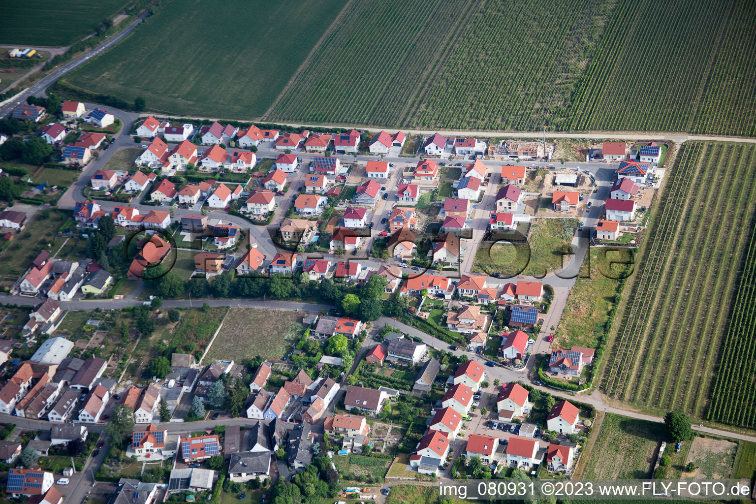 Aerial photograpy of Essingen in the state Rhineland-Palatinate, Germany