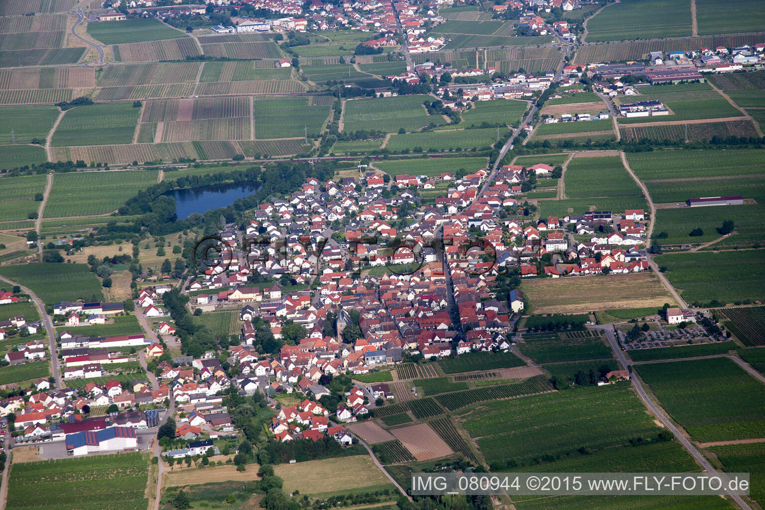 Oblique view of Kirrweiler in the state Rhineland-Palatinate, Germany