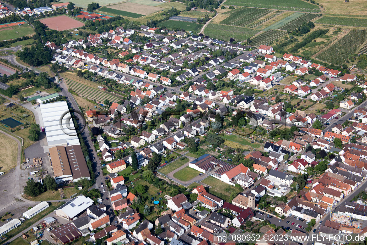 Airfield Road in the district Speyerdorf in Neustadt an der Weinstraße in the state Rhineland-Palatinate, Germany