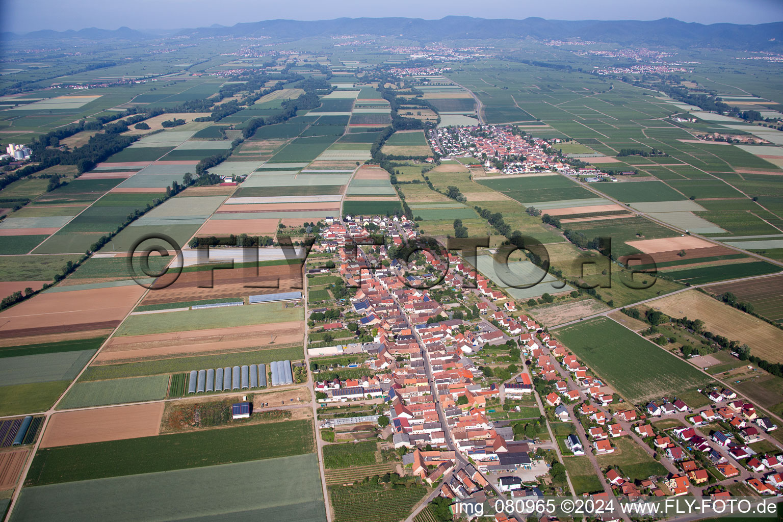 Aerial view of Village view in Böbingen in the state Rhineland-Palatinate, Germany