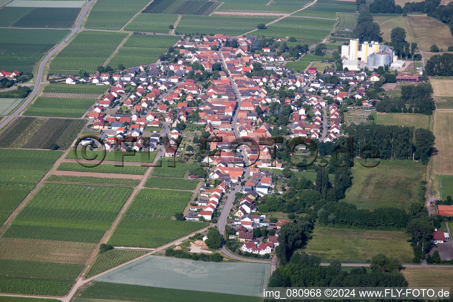 Aerial photograpy of Freimersheim in the state Rhineland-Palatinate, Germany