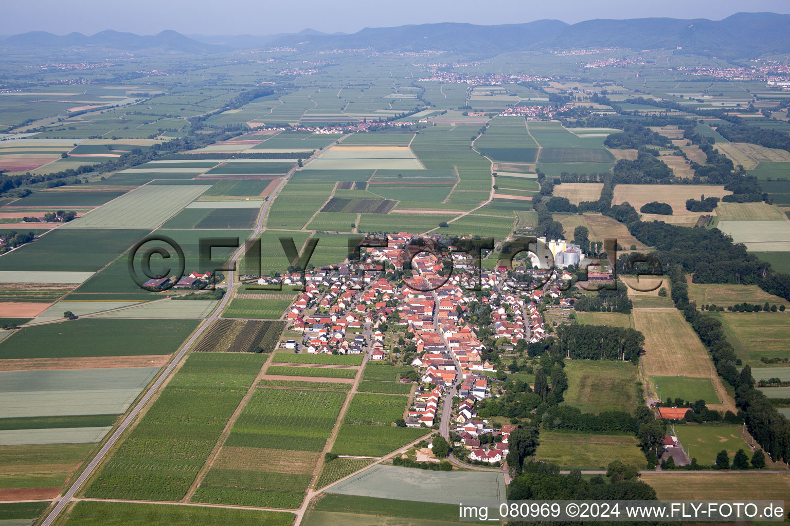 Oblique view of Freimersheim in the state Rhineland-Palatinate, Germany