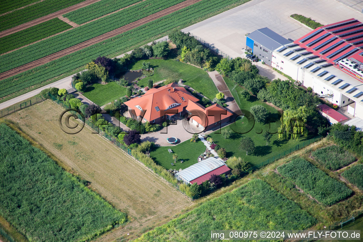 Zeiskam in the state Rhineland-Palatinate, Germany from above