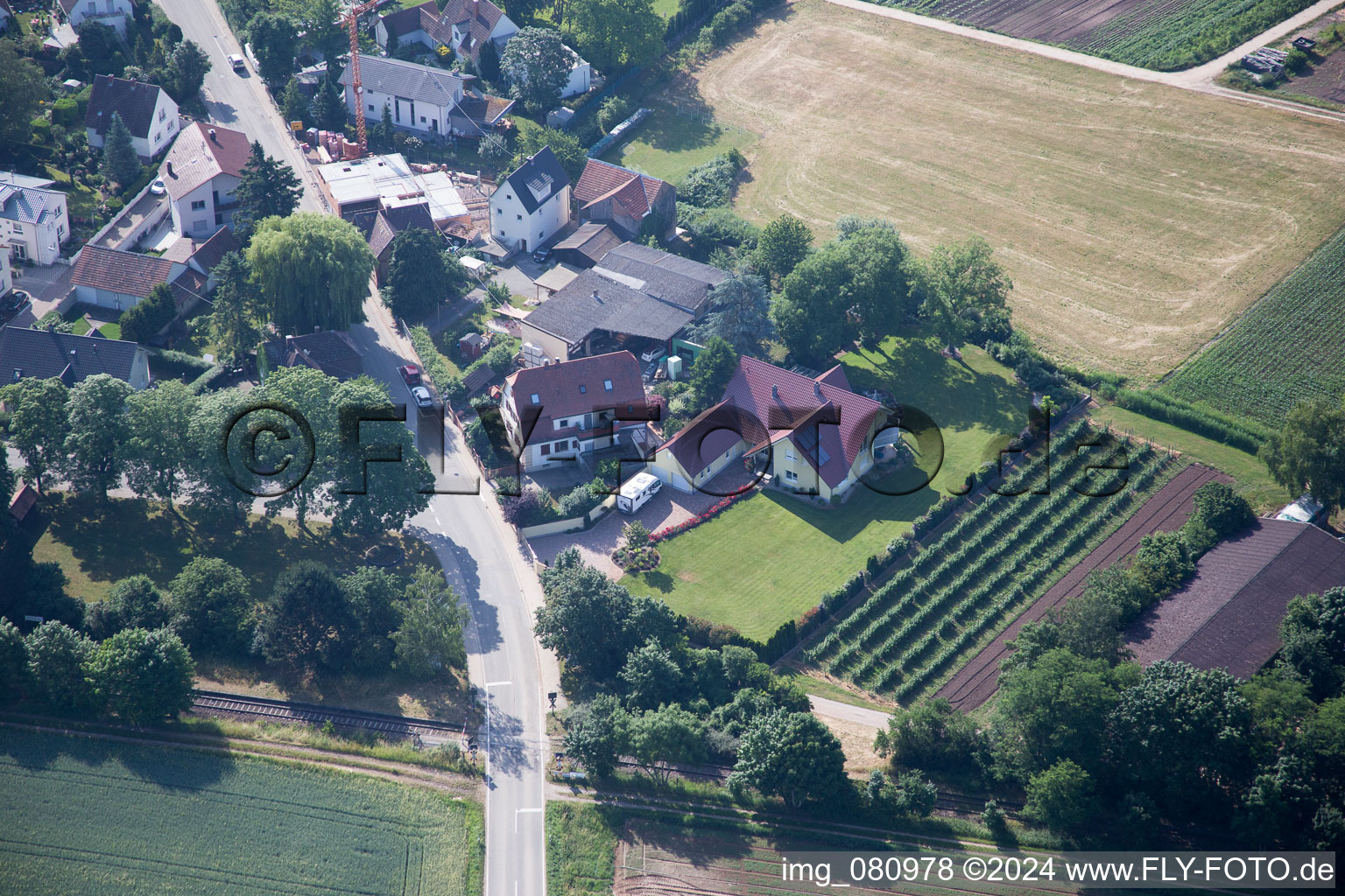 Zeiskam in the state Rhineland-Palatinate, Germany from the plane