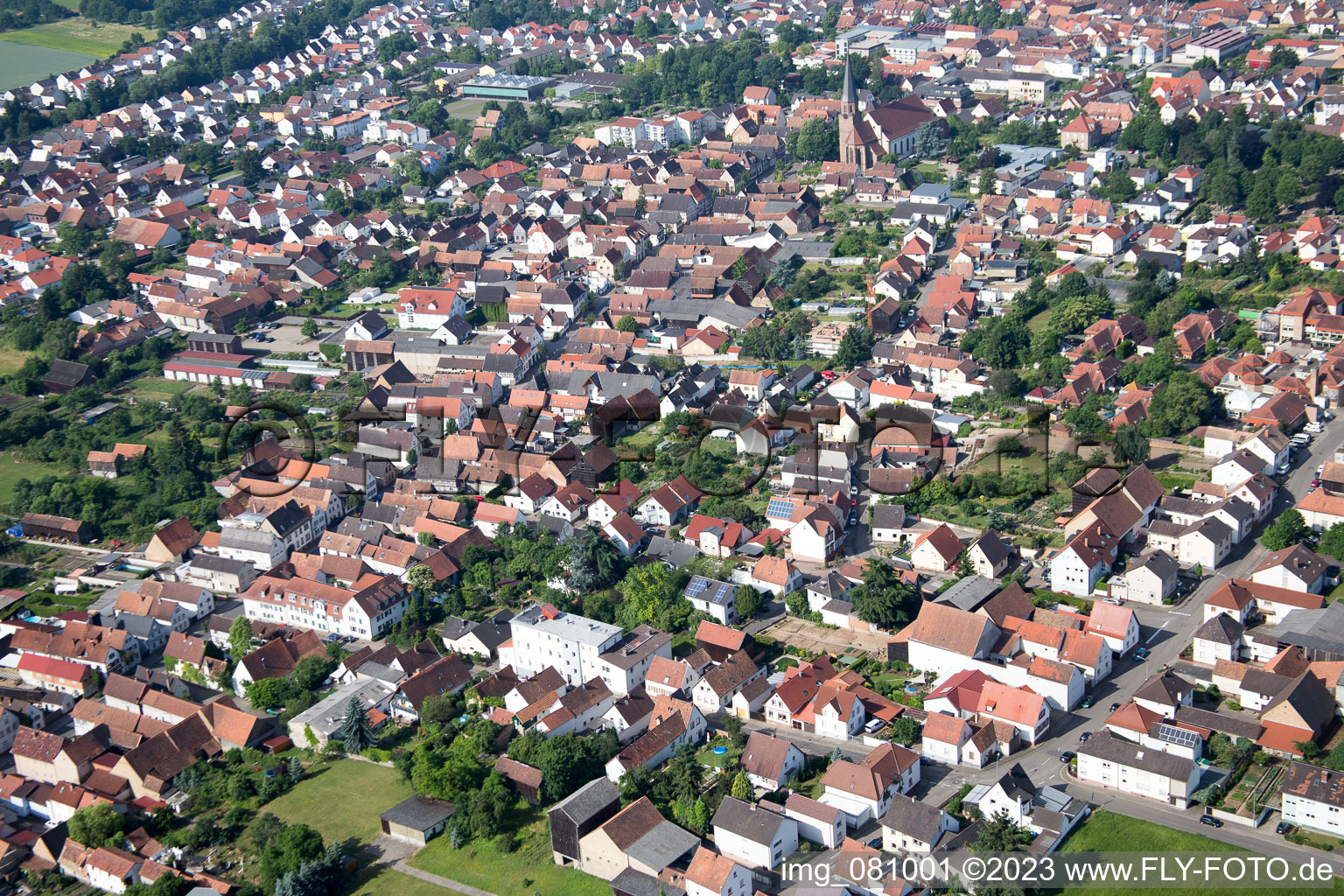 District Herxheim in Herxheim bei Landau in the state Rhineland-Palatinate, Germany seen from above