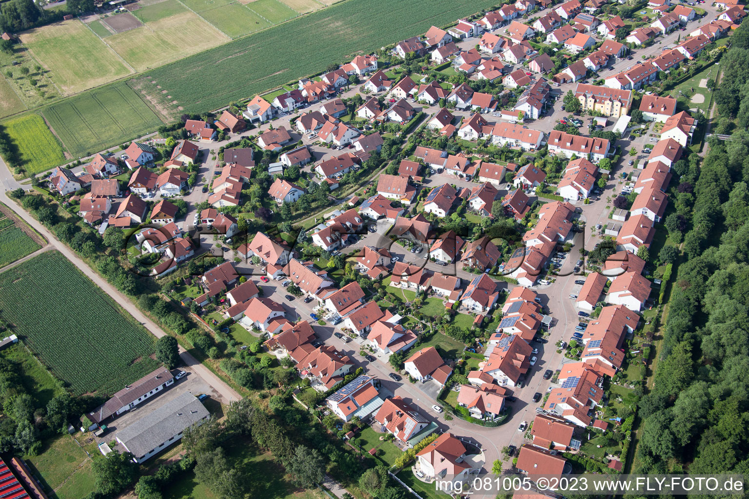 Bird's eye view of District Herxheim in Herxheim bei Landau in the state Rhineland-Palatinate, Germany