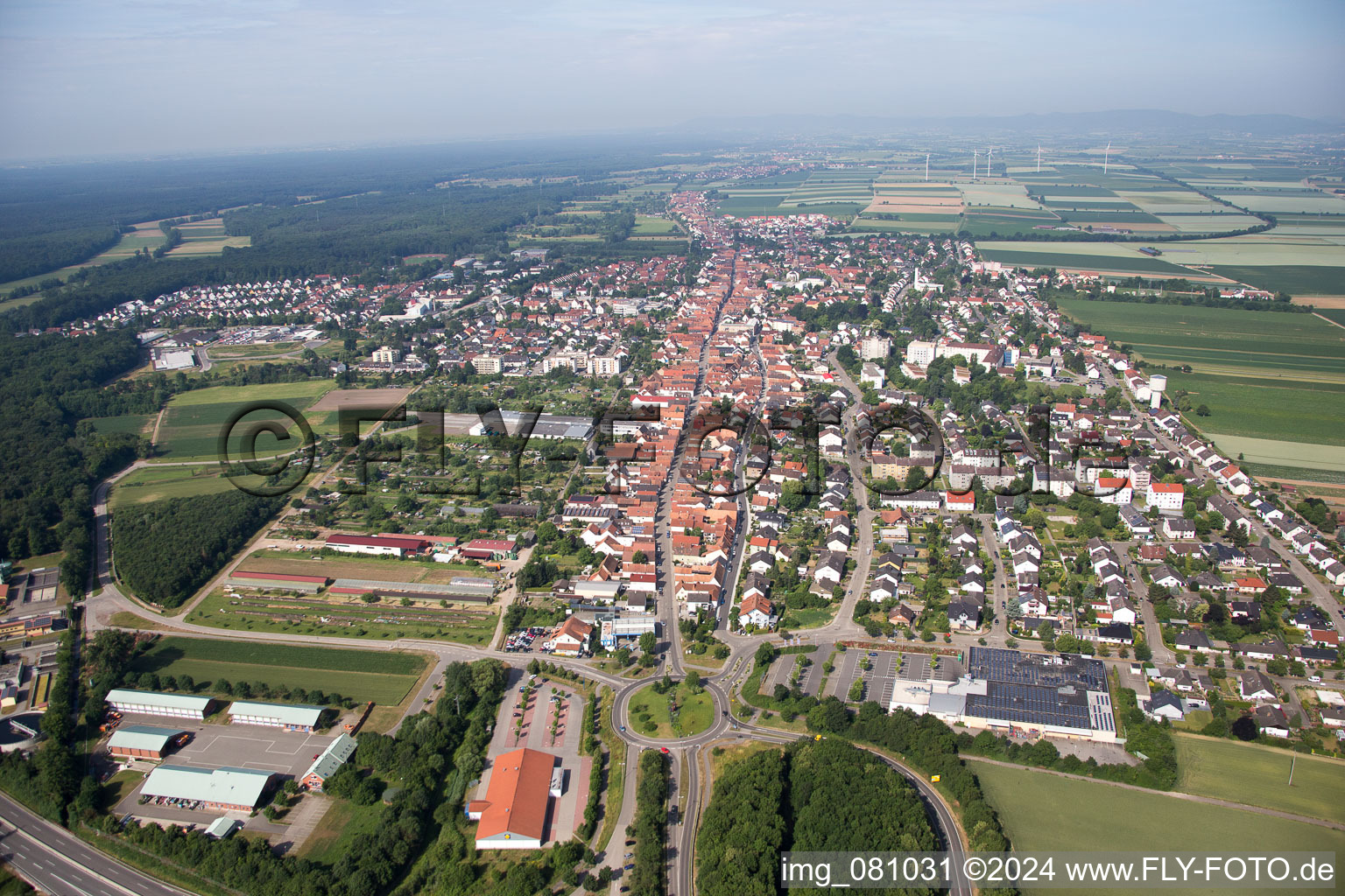 Aerial view of Kandel in the state Rhineland-Palatinate, Germany