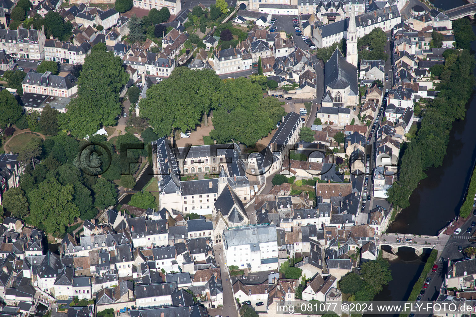 Vendôme in the state Loir et Cher, France from the plane