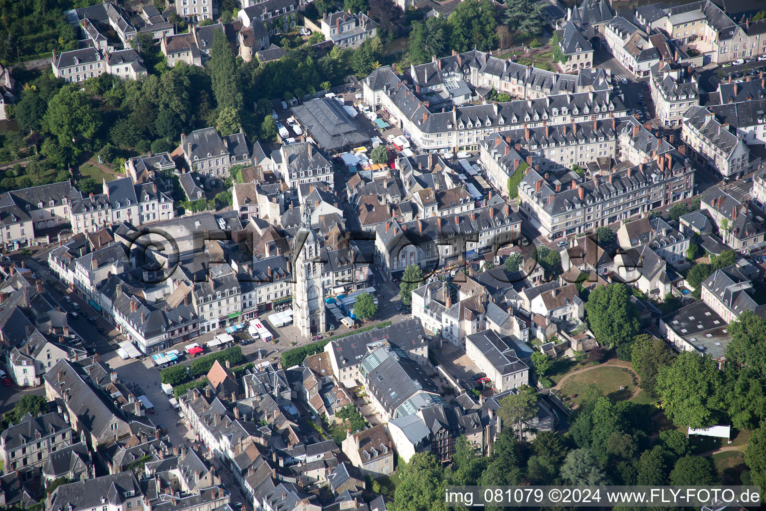 Bird's eye view of Vendôme in the state Loir et Cher, France