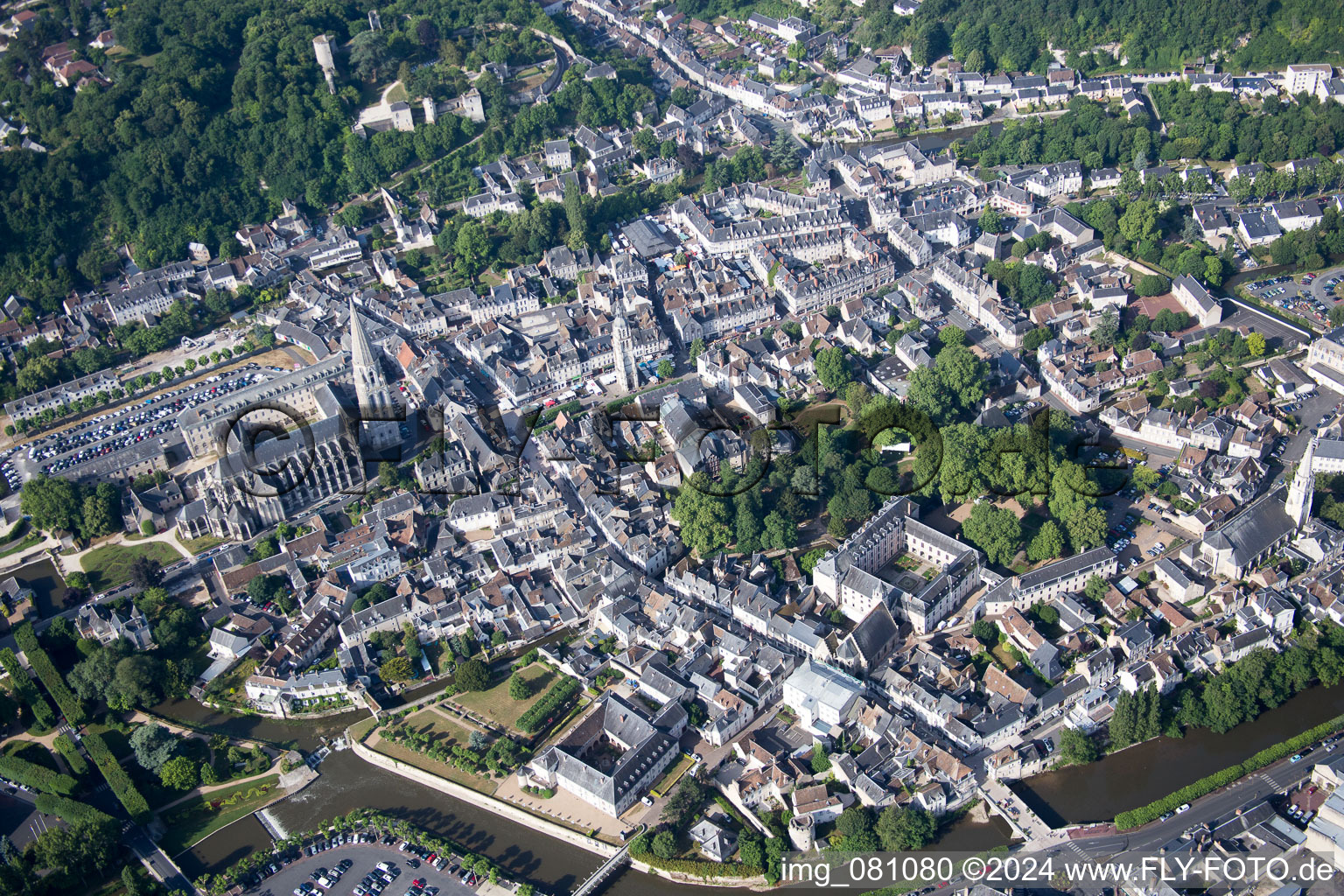 Vendôme in the state Loir et Cher, France viewn from the air