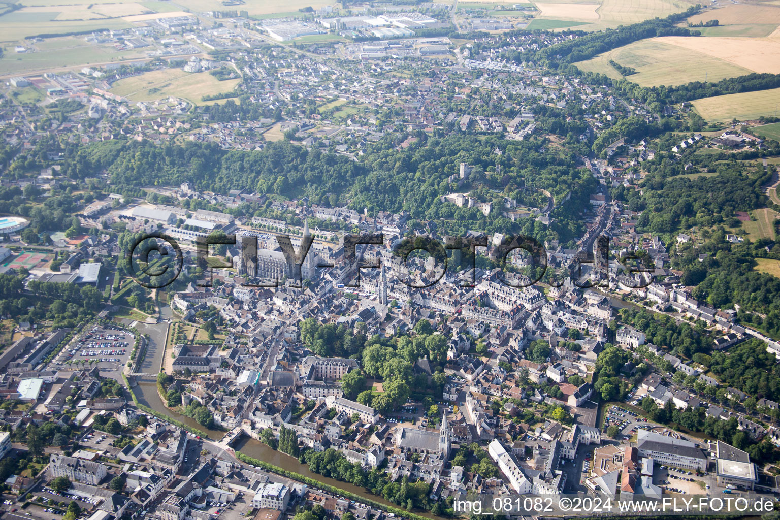 Drone recording of Vendôme in the state Loir et Cher, France