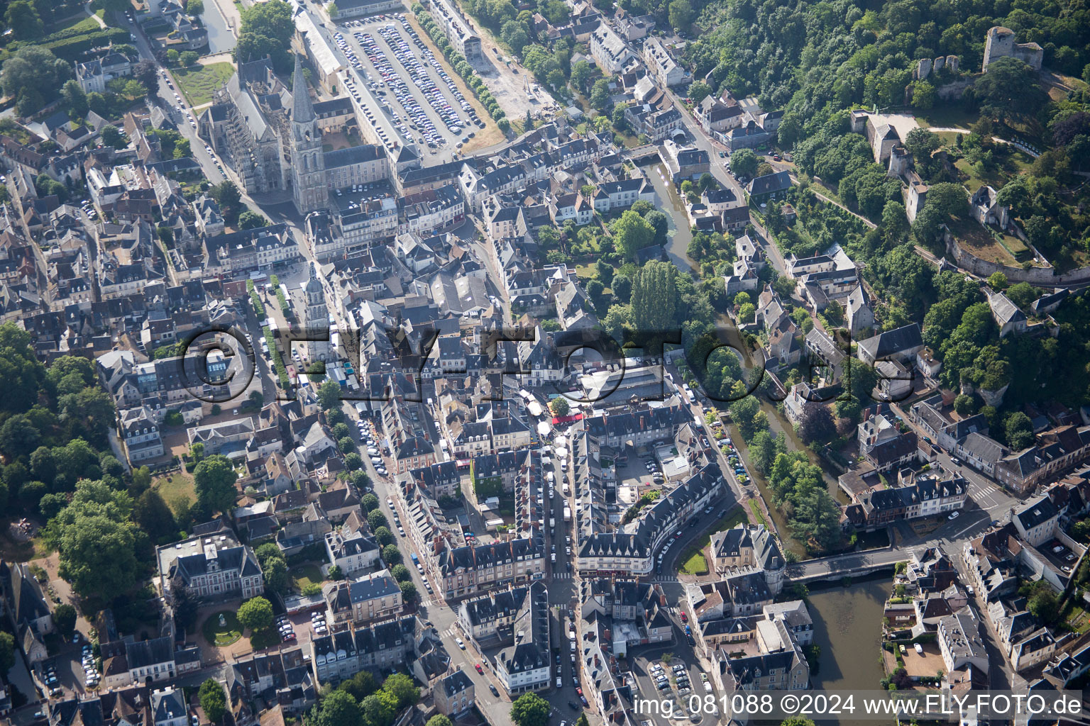 Vendôme in the state Loir et Cher, France from a drone