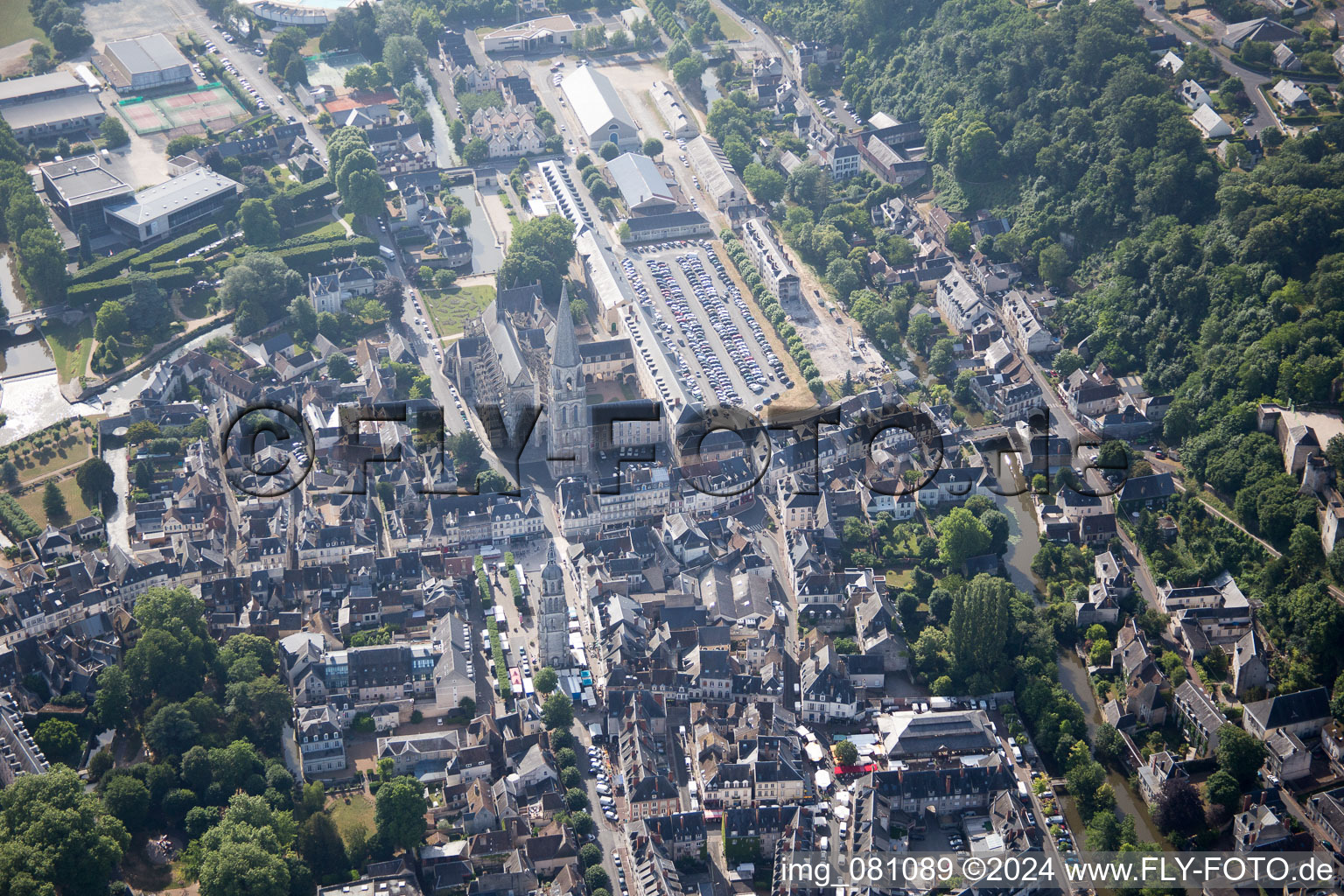 Vendôme in the state Loir et Cher, France seen from a drone