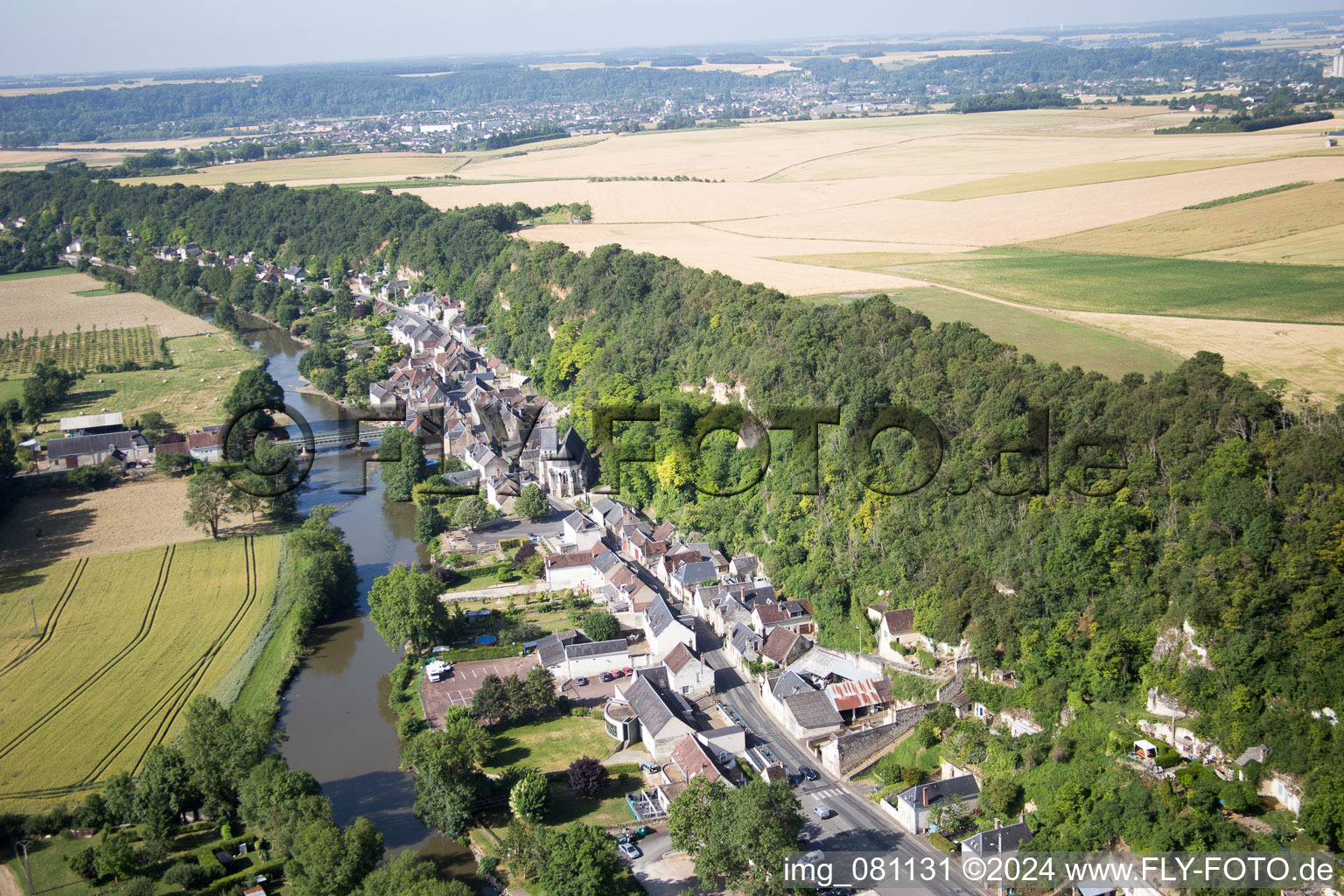 Aerial view of Les Roches-l'Évêque in the state Loir et Cher, France