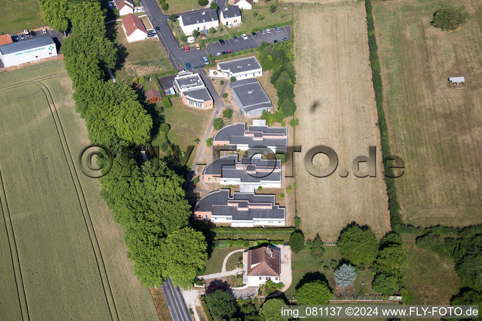 Aerial view of Montoire-sur-le-Loir in the state Loir et Cher, France