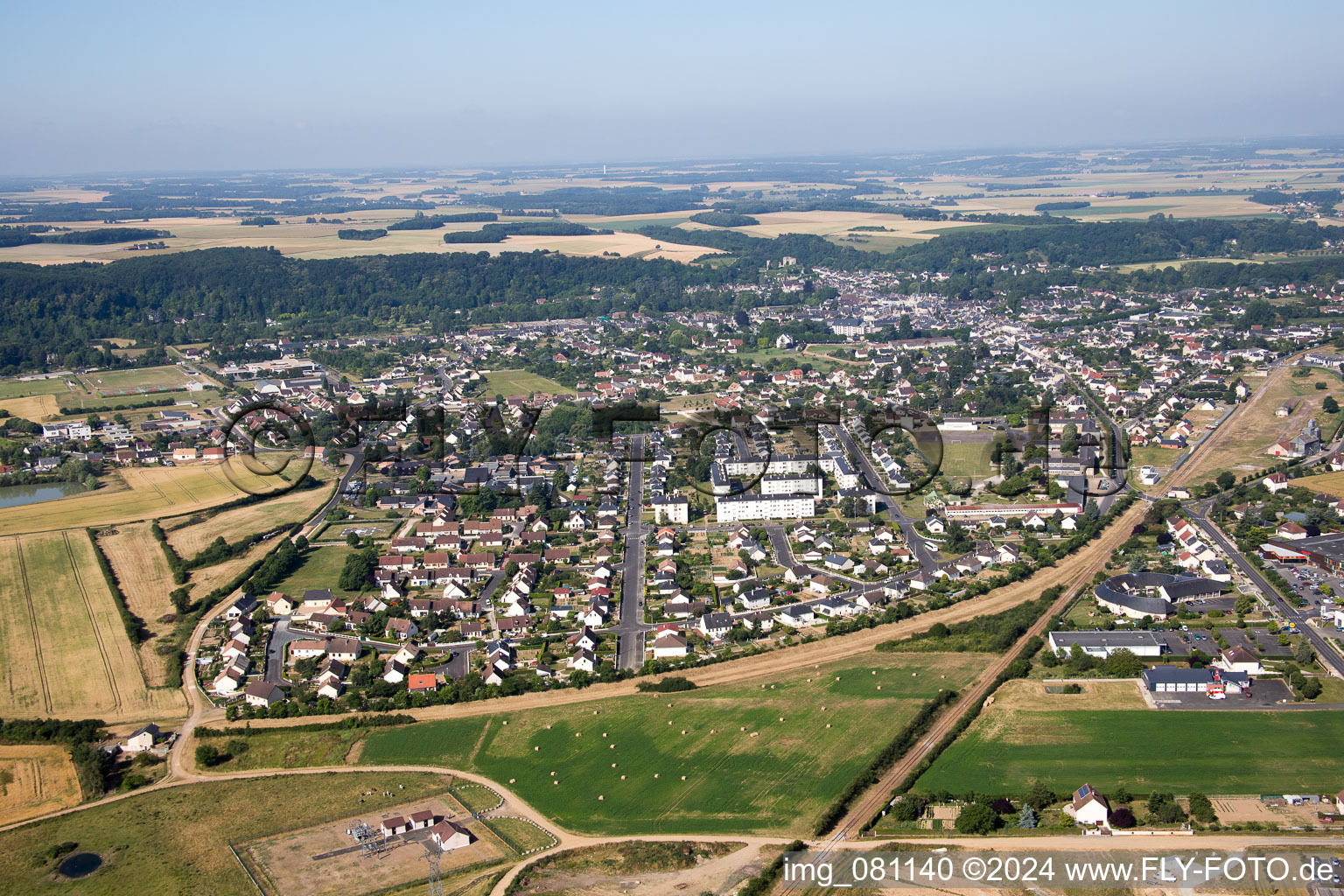 Aerial photograpy of Montoire-sur-le-Loir in the state Loir et Cher, France