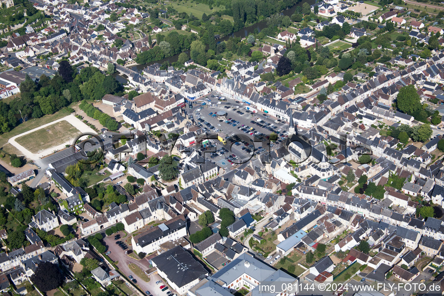 Montoire-sur-le-Loir in the state Loir et Cher, France out of the air