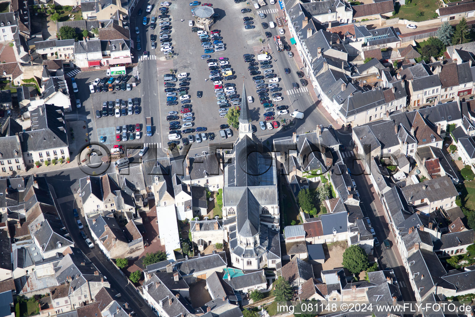 Montoire-sur-le-Loir in the state Loir et Cher, France from the plane