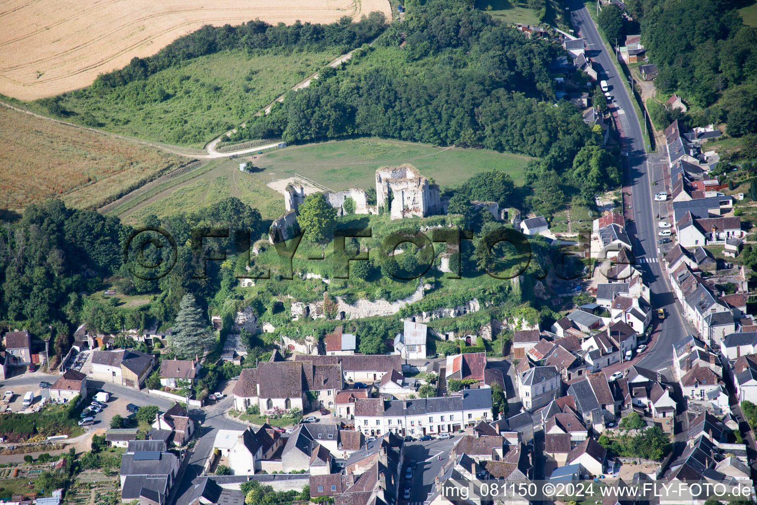 Bird's eye view of Montoire-sur-le-Loir in the state Loir et Cher, France