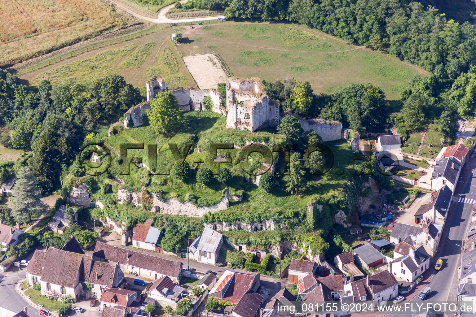 Ruins and vestiges of the former castle and fortress of Montoire sur le Loir in Montoire-sur-le-Loir in Centre-Val de Loire, France