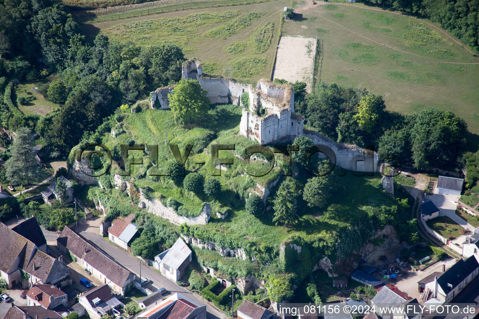 Drone recording of Montoire-sur-le-Loir in the state Loir et Cher, France