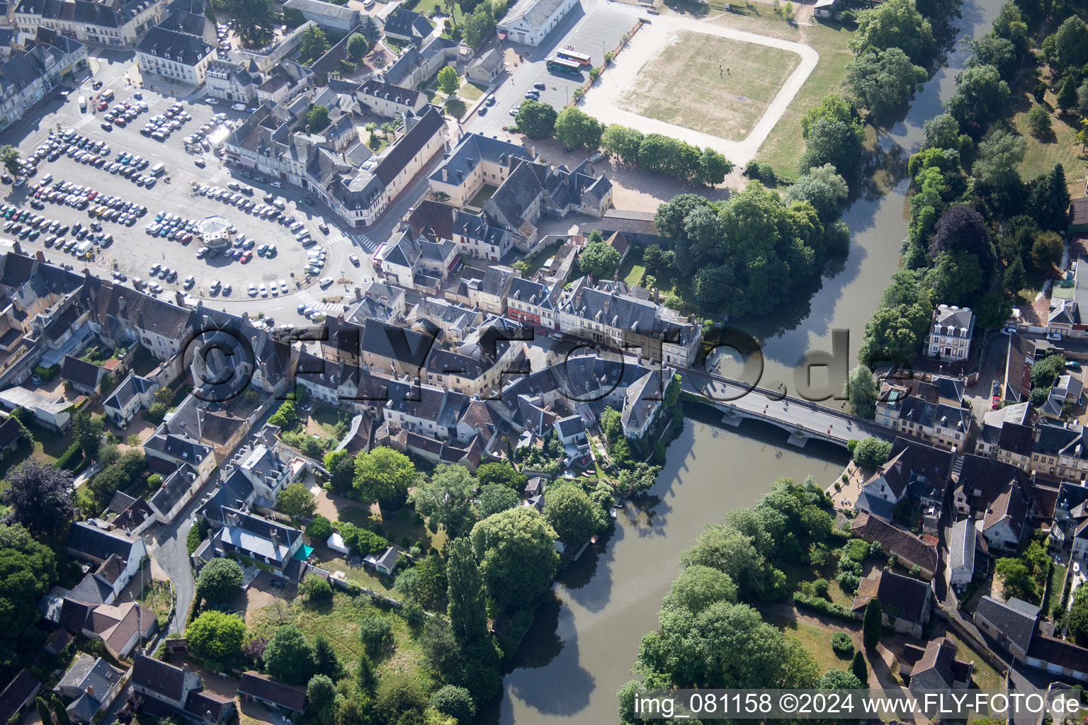 Montoire-sur-le-Loir in the state Loir et Cher, France from the drone perspective