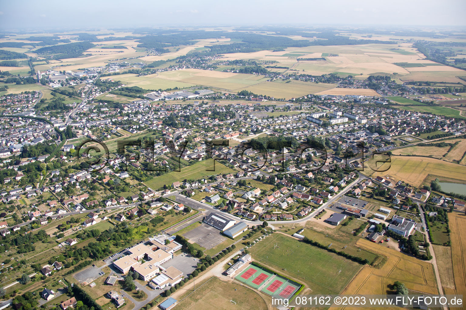Aerial photograpy of Montoire-sur-le-Loir in the state Loir et Cher, France
