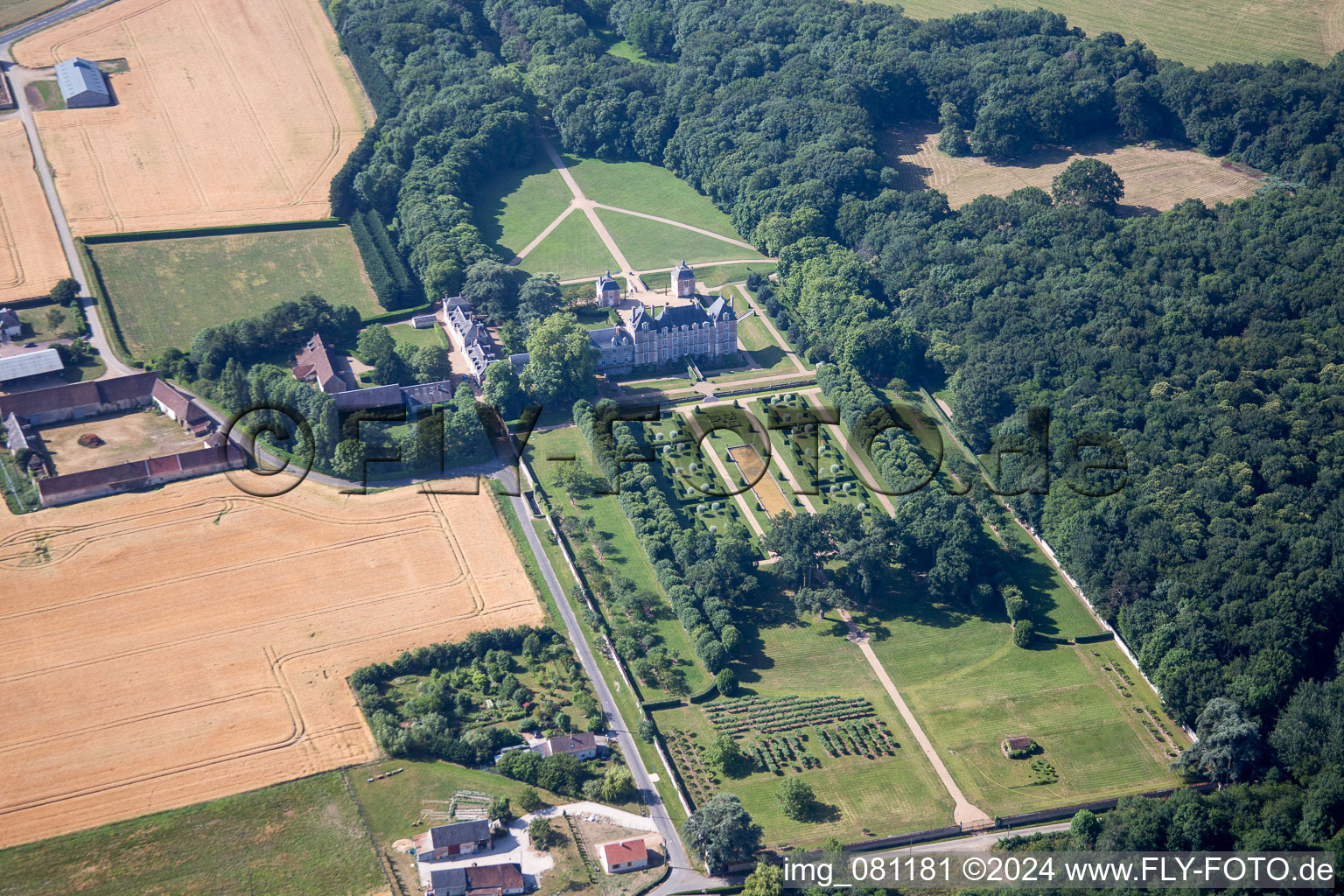 Building complex in the park of the castle La Basse Cour in Huisseau-en-Beauce in Centre-Val de Loire, France