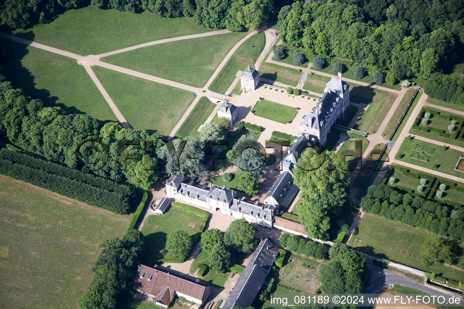 Château du Plessis-Fortia sci in Huisseau-en-Beauce in the state Loir et Cher, France out of the air