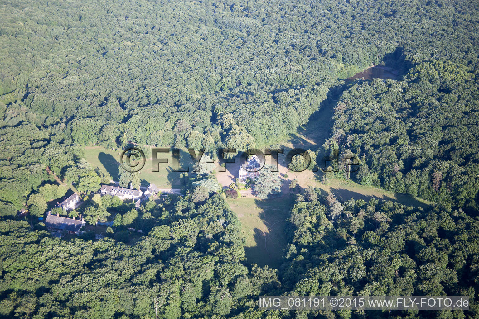 Aerial view of Orchaise, Chateau du Guerinet in Valencisse in the state Loir et Cher, France