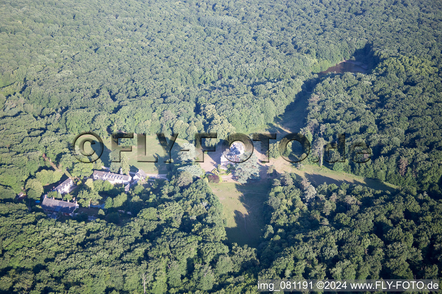 Aerial view of Orchaise, Chateau du Guerinet in Valencisse in the state Loir et Cher, France