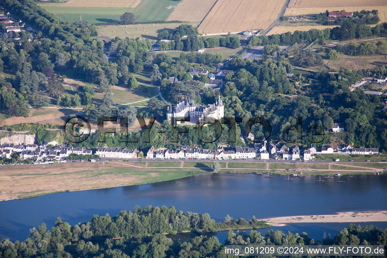 Aerial view of Chaumont-sur-Loire in the state Loir et Cher, France