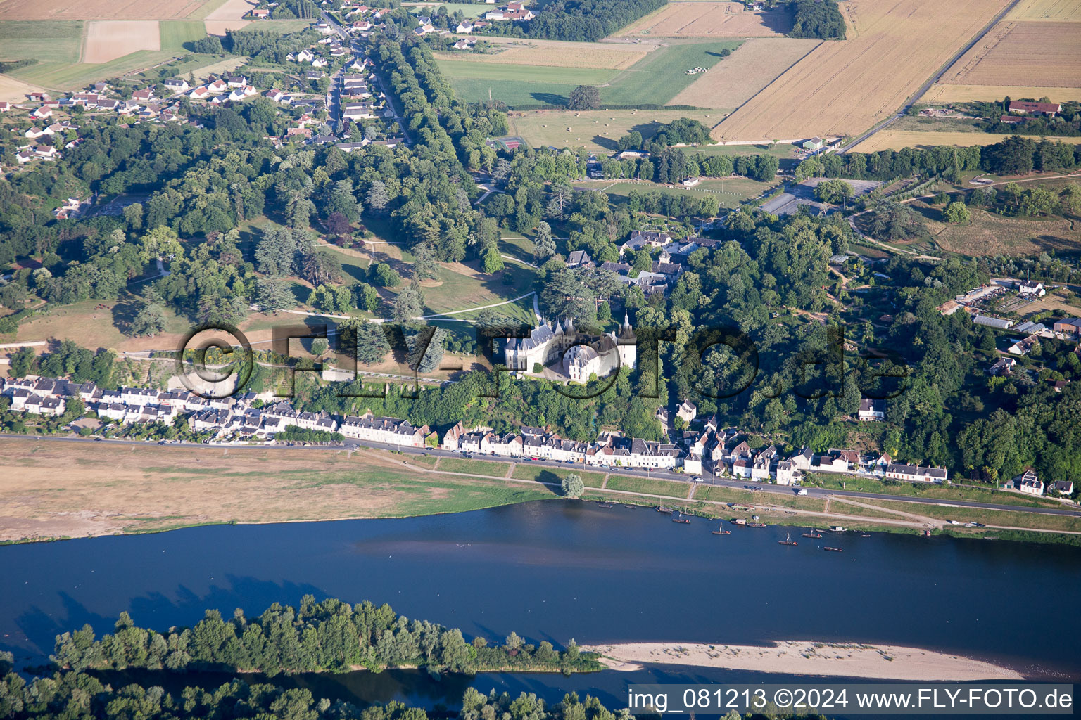 Oblique view of Chaumont-sur-Loire in the state Loir et Cher, France