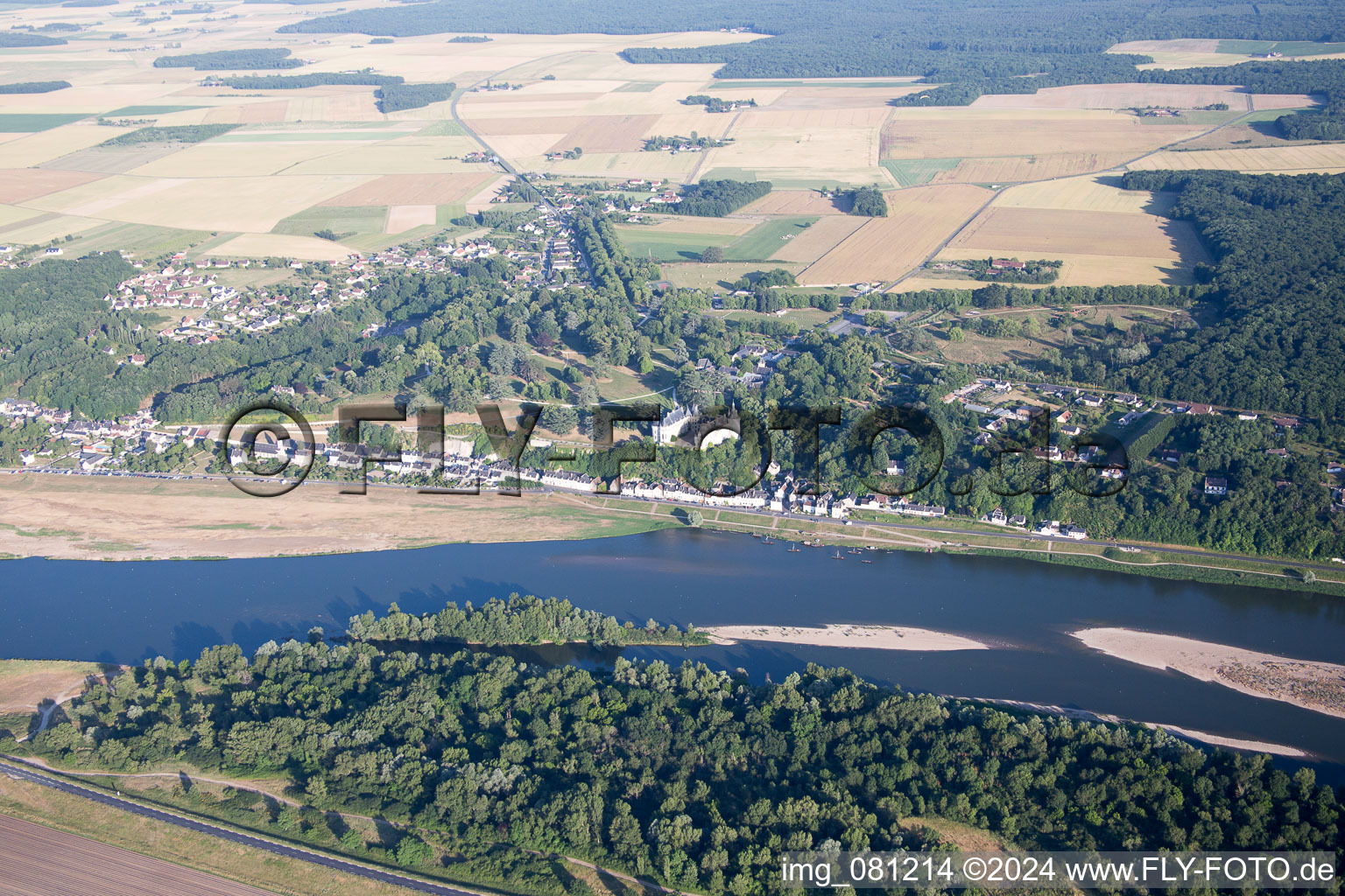 Chaumont-sur-Loire in the state Loir et Cher, France from above