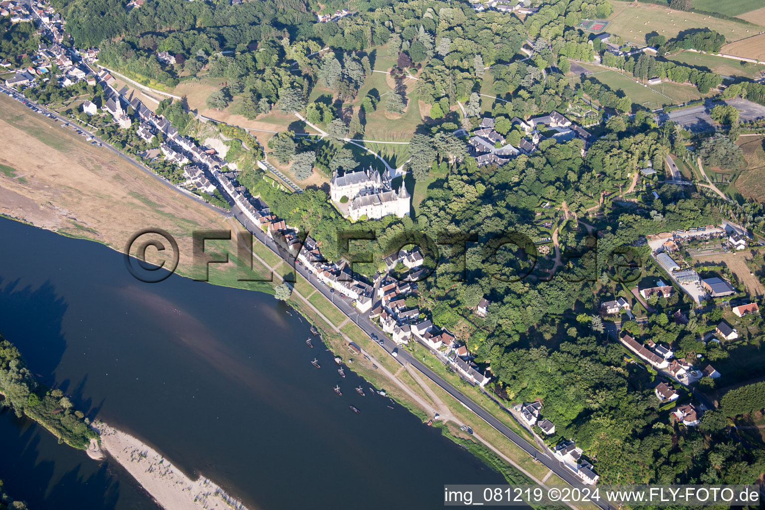 Bird's eye view of Chaumont-sur-Loire in the state Loir et Cher, France