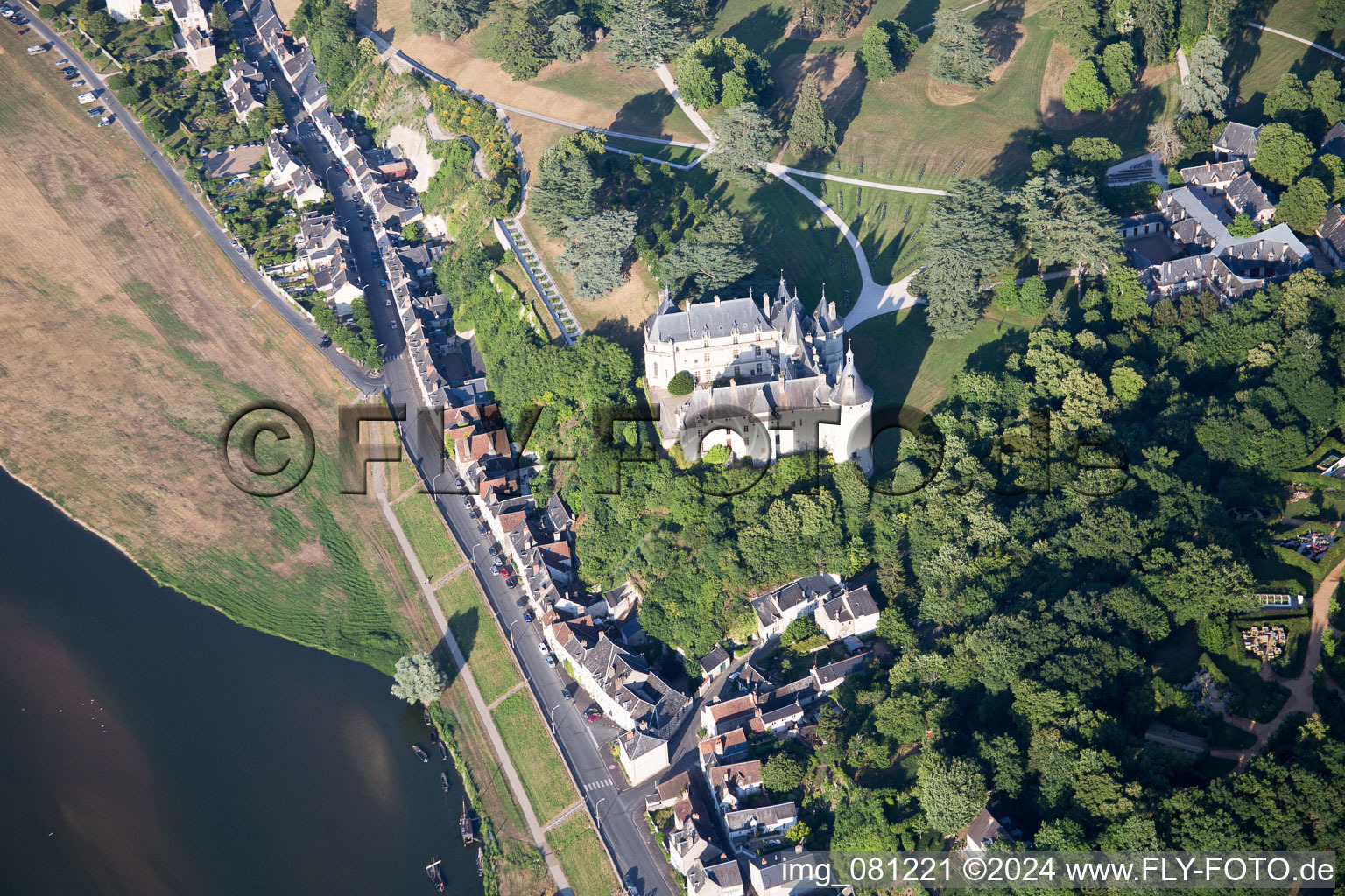 Drone recording of Chaumont-sur-Loire in the state Loir et Cher, France