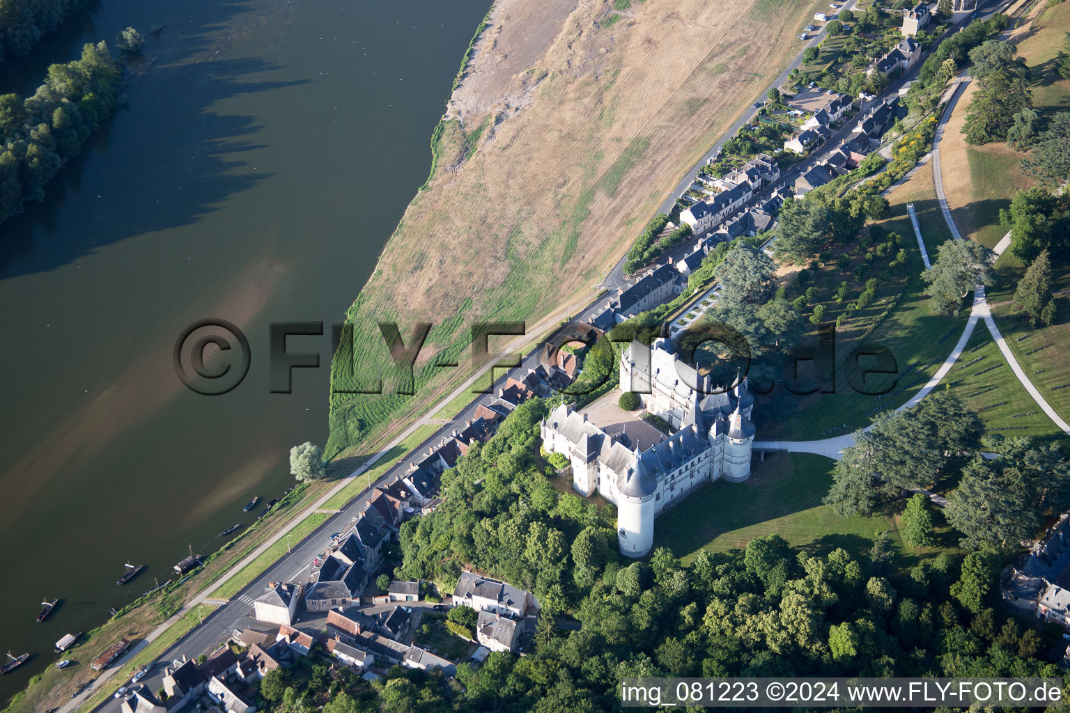 Chaumont-sur-Loire in the state Loir et Cher, France from the drone perspective