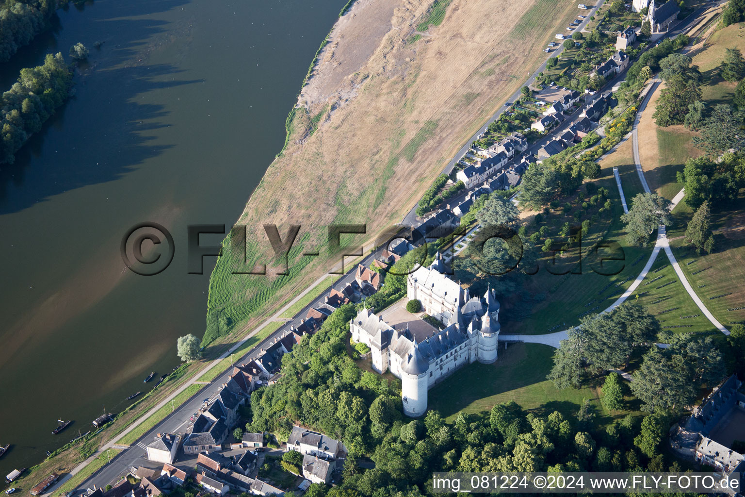 Chaumont-sur-Loire in the state Loir et Cher, France from a drone