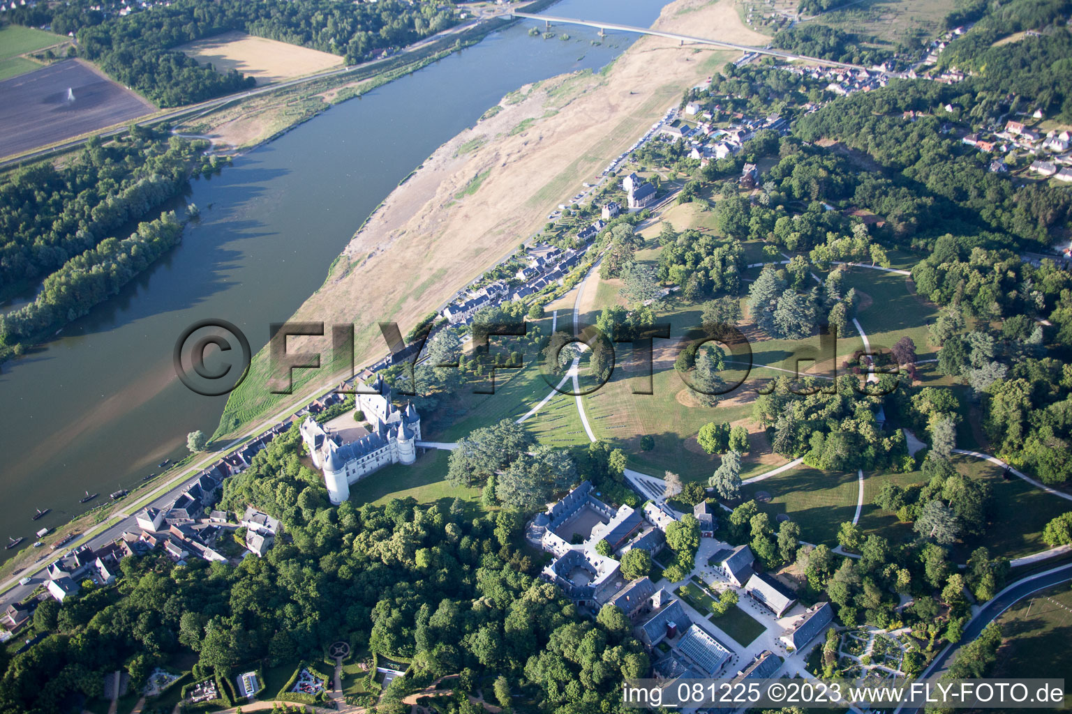 Chaumont-sur-Loire in the state Loir et Cher, France seen from a drone
