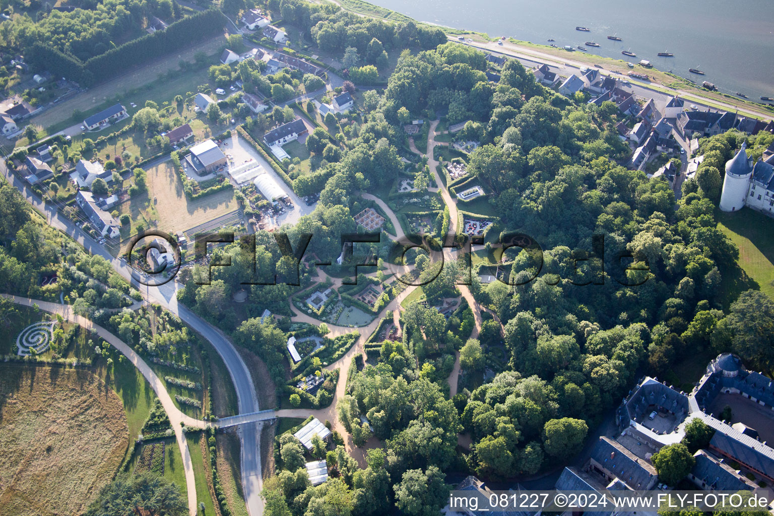 Aerial view of Chaumont-sur-Loire in the state Loir et Cher, France