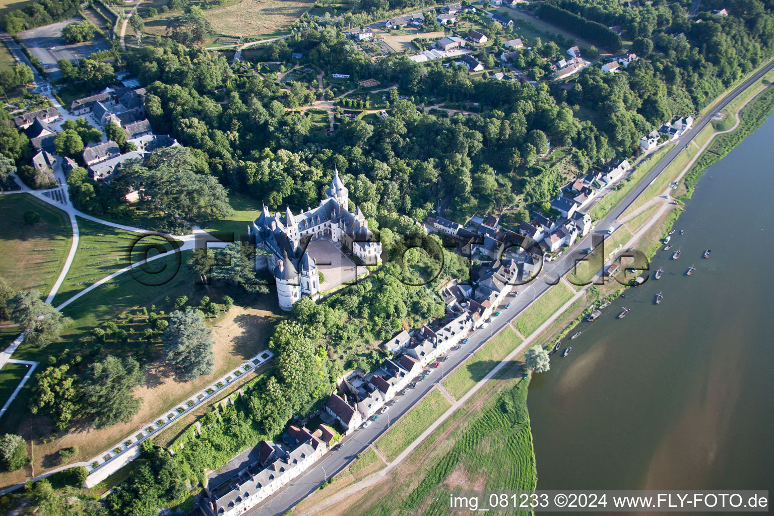 Aerial photograpy of Castle of Schloss Chaumont in Chaumont-sur-Loire in Centre-Val de Loire, France