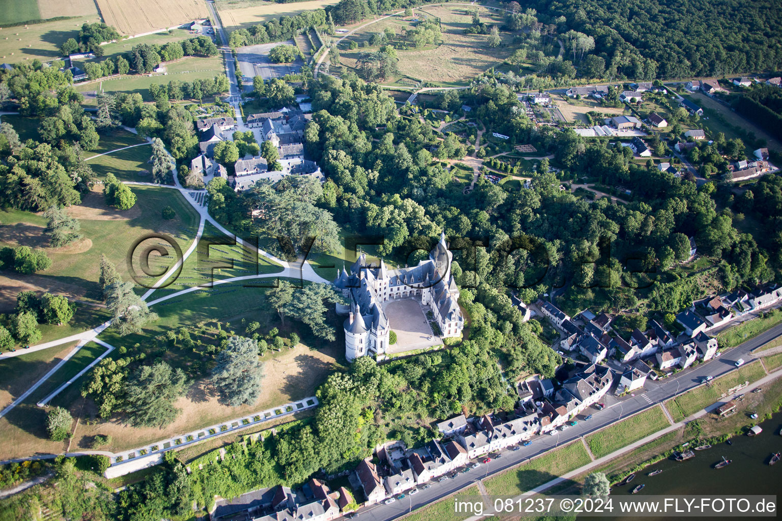 Chaumont-sur-Loire in the state Loir et Cher, France seen from above