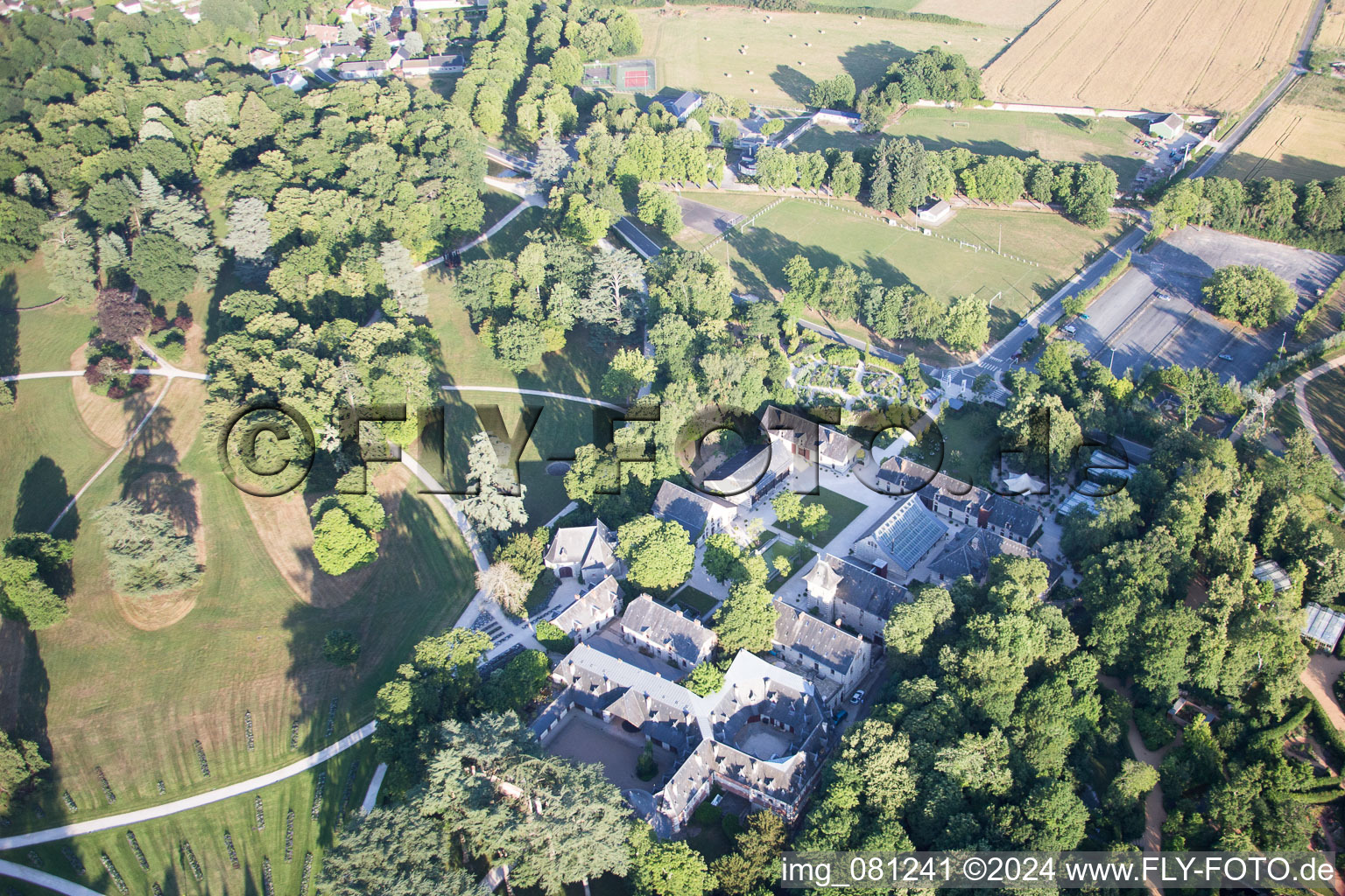 Bird's eye view of Chaumont-sur-Loire in the state Loir et Cher, France