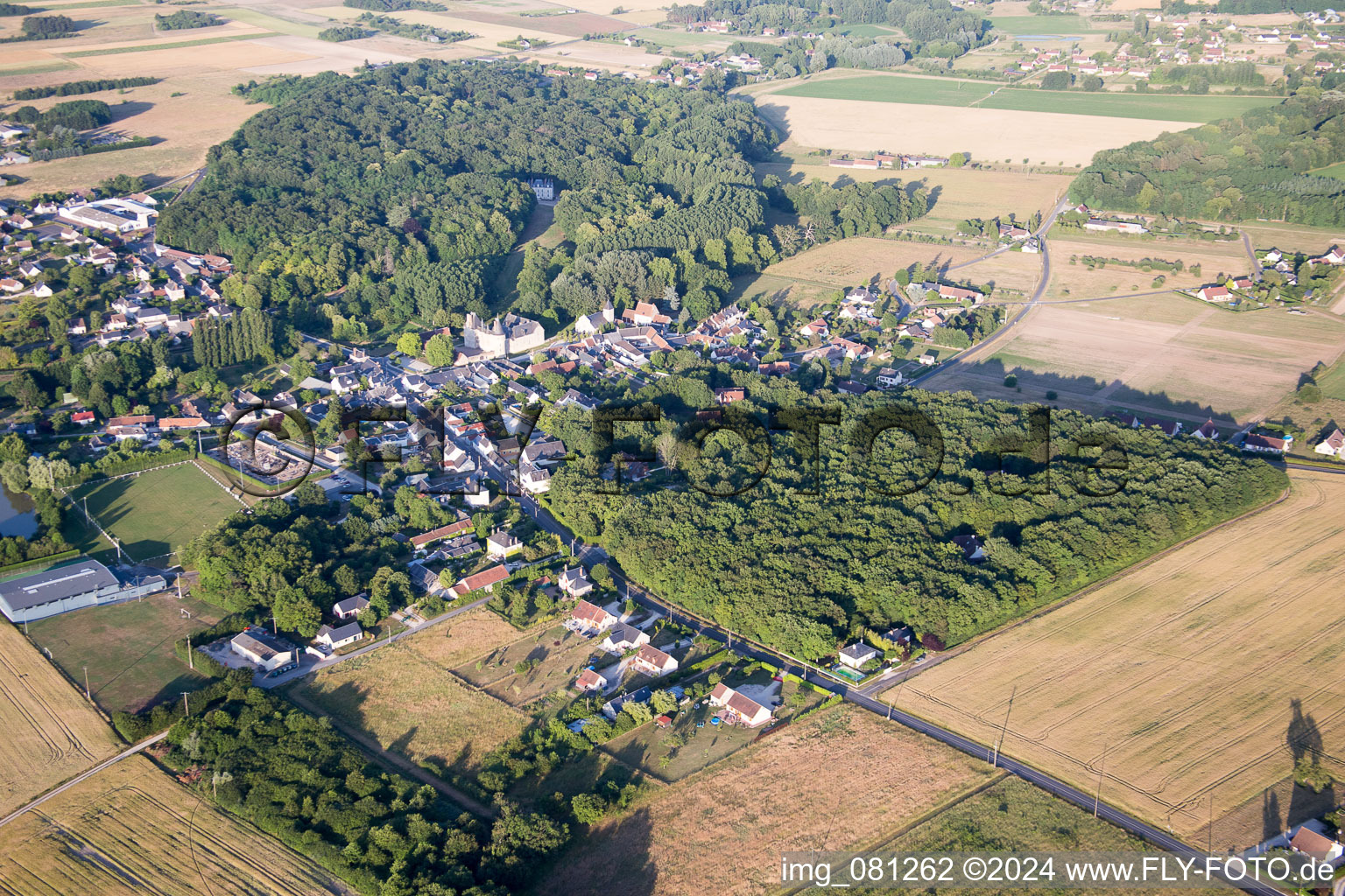 Aerial view of Fougères-sur-Bièvre in the state Loir et Cher, France