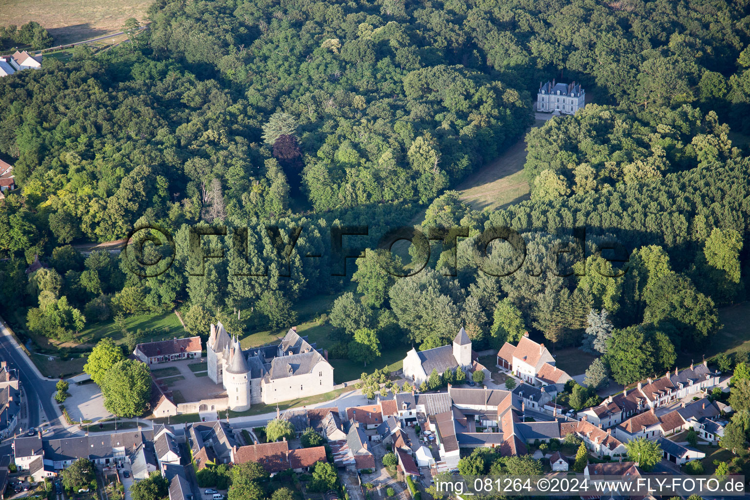 Aerial photograpy of Fougères-sur-Bièvre in the state Loir et Cher, France