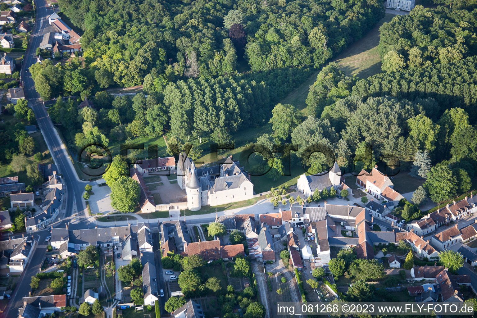 Fougères-sur-Bièvre in the state Loir et Cher, France from above