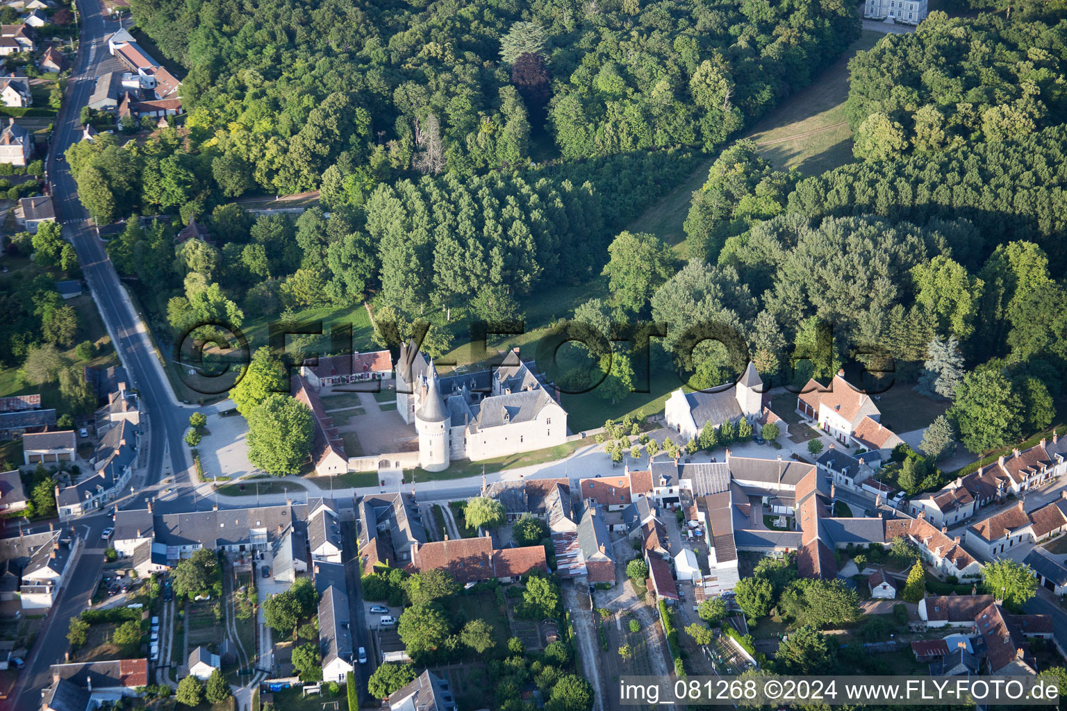 Fougères-sur-Bièvre in the state Loir et Cher, France from above