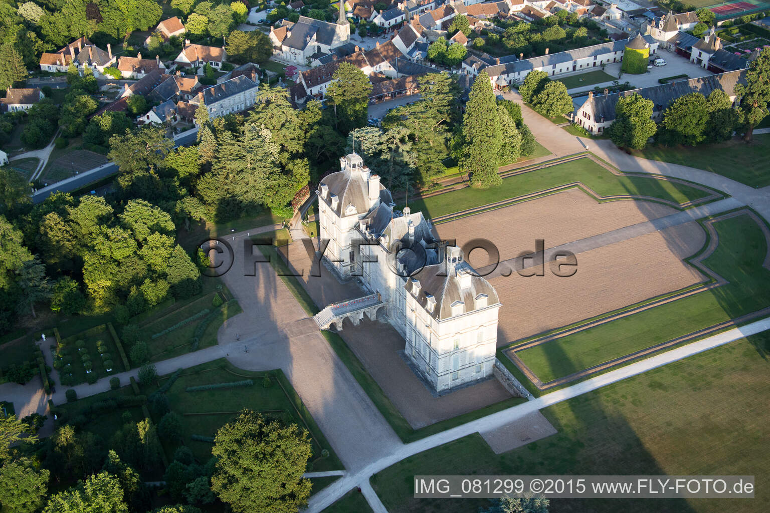 Drone image of Castle Cheverny - Chateau de Cheverny in Cheverny in Centre-Val de Loire, France